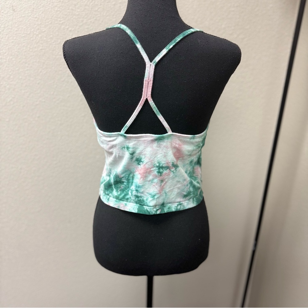 PINK by Victoria Secret Tie-Dye Spaghetti Strap Racerback Crop Top. Size Large - Picture 3 of 8